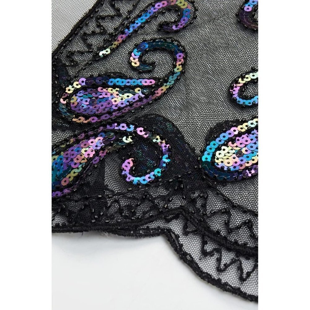 Babeyond 1920s Shawl Wraps Beaded Cape Bridal Shawl Cover Up - Black Colorful - Picture 6 of 6
